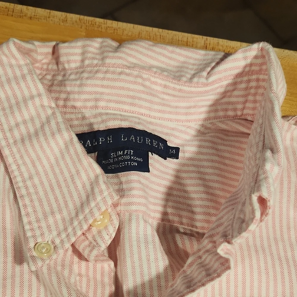 Ralph Lauren Light Pink Striped Button Down Shirt Women's Slim  Fit - Picture 2 of 3